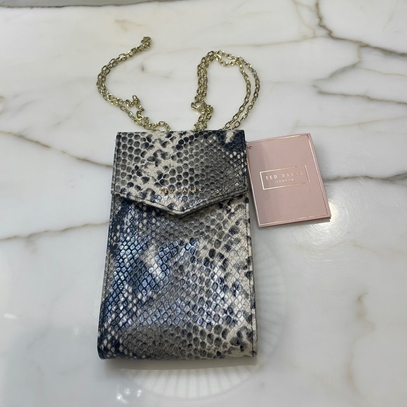 TED BAKER -JAELLE Exotic Faux Snake embossed Phone/Crossbody Bag—New With Tags - Picture 1 of 7